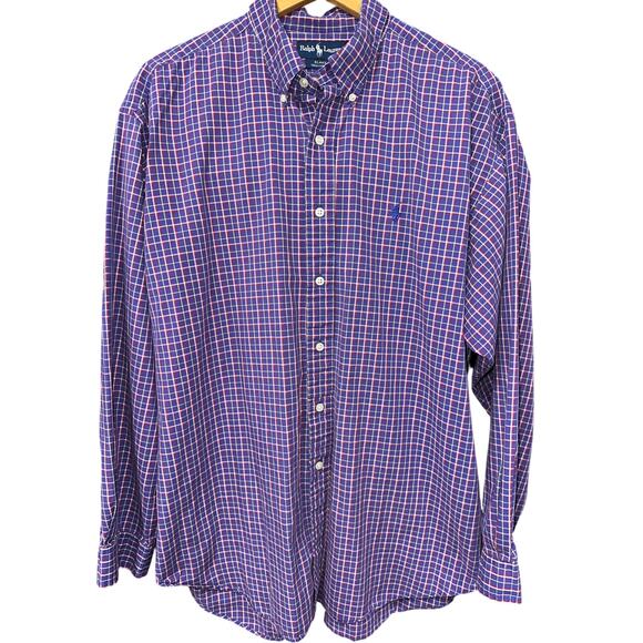 Ralph Lauren Men’s Blake Button Down Shirt Purple Check XL Casual Preppy - Picture 1 of 7